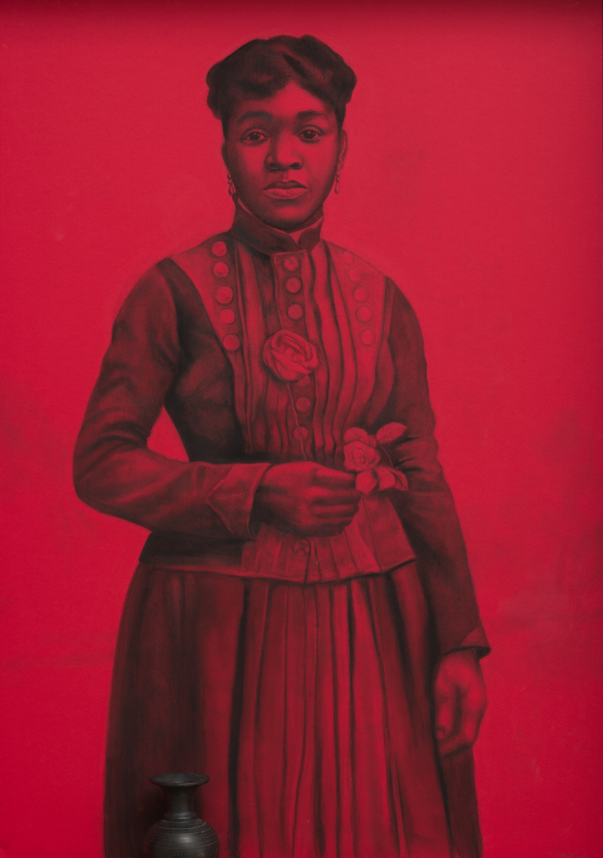 red work woman with text